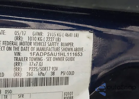 2017 Ford C-Max Hybrid Se from USA, damaged, VIN 1FADP5AU1HL111653